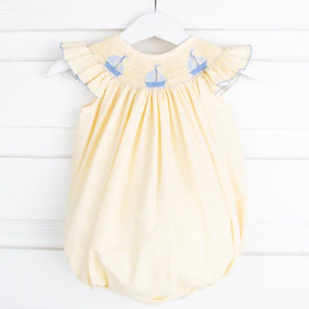 Sailboat Smocked Bubble Yellow Stripe | Classic Whimsy