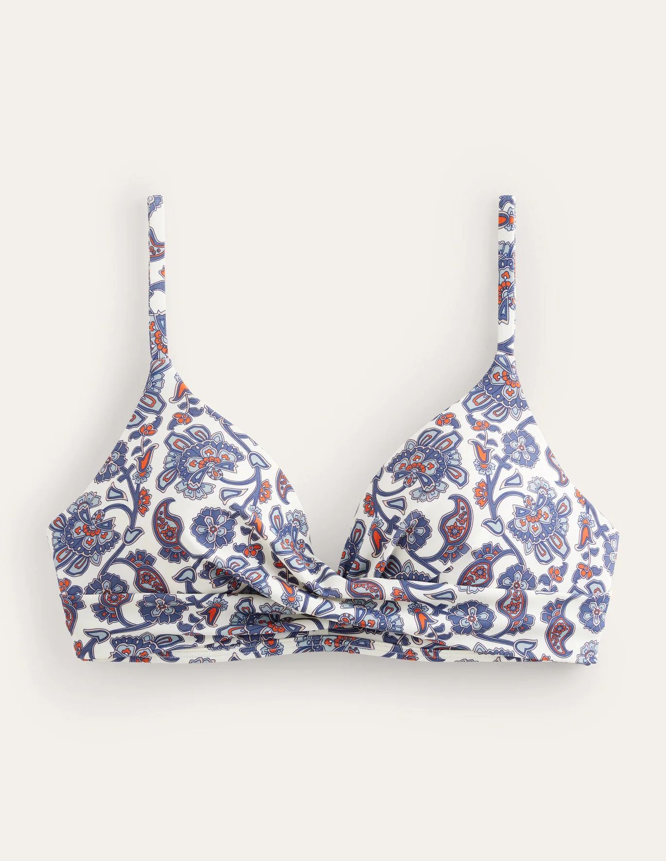 Capri Cup-size Bikini Top - Ivory, Blue Paisley | Boden (US)