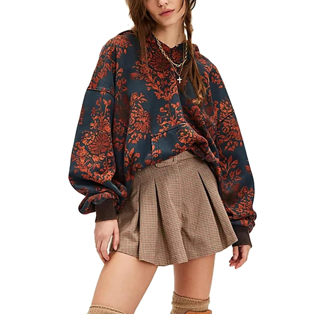 Yuemengxuan Womens Graphic Hoodies Y2K Floral Oversized Sweatshirt Aesthetic Preppy Vintage Cute ... | Amazon (US)