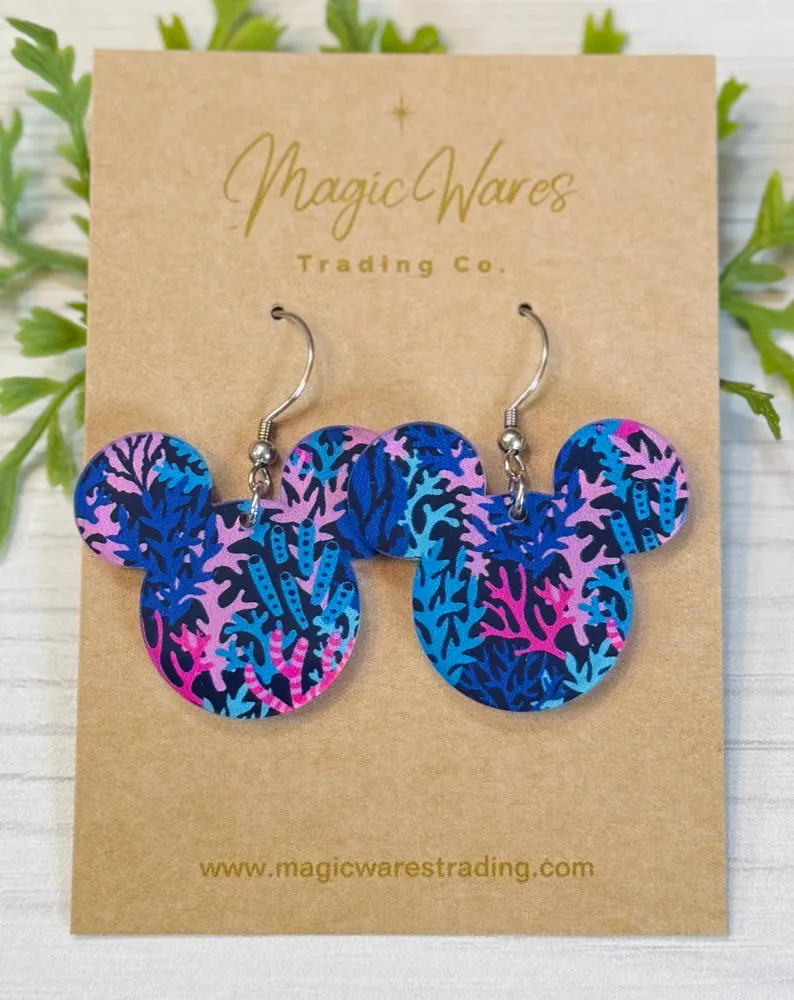 Coral Reef Mouse Head Earrings: Laser Cut Acrylic, Beach Inspired Earrings - Etsy | Etsy (Global)