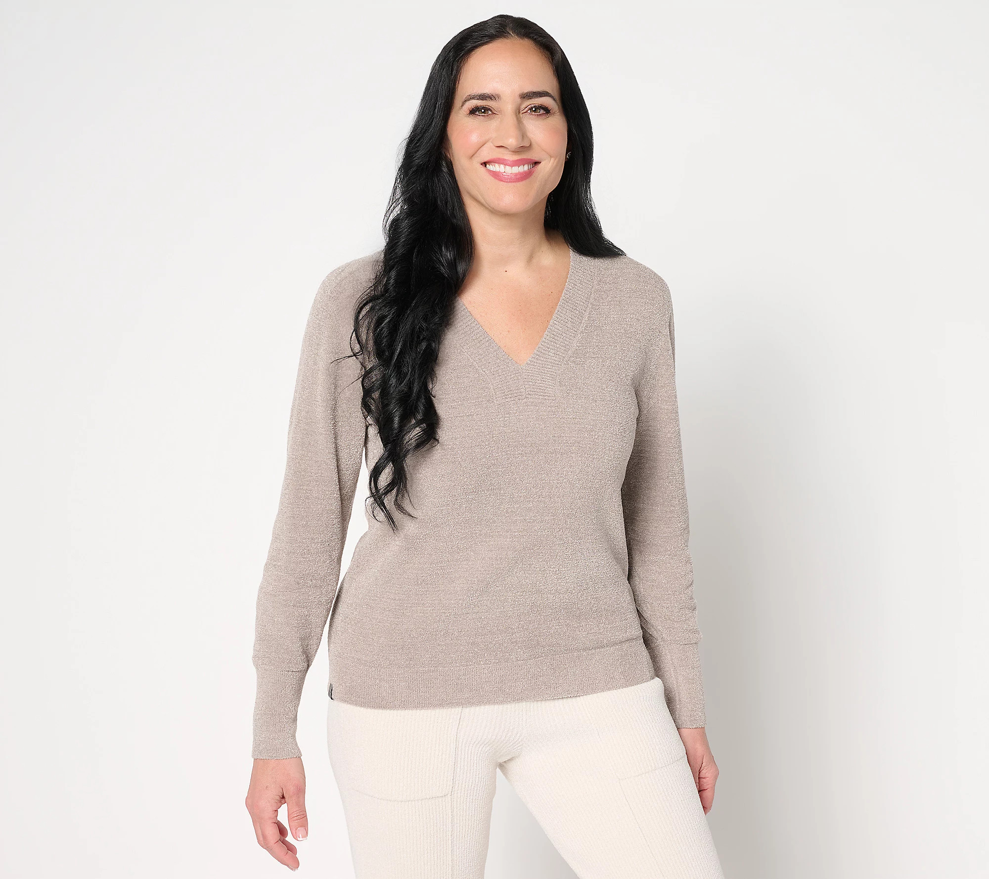 As Is Barefoot Dreams CozyChic Ultra Lite V-Neck Pullover | QVC
