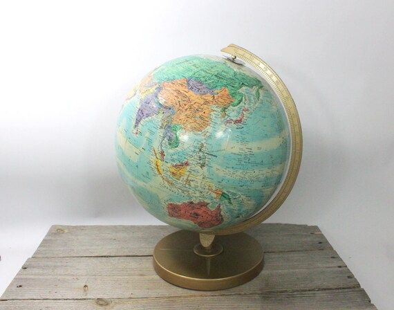 Vintage Replogle globe, 12-inch globe on metal stand, pre-1990s. Globe, map, lighted globe, lighted, | Etsy (US)