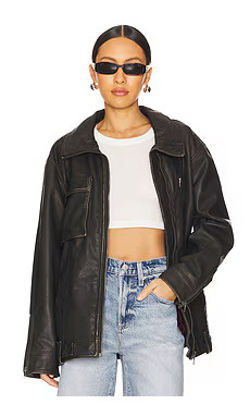 Free People x We The Free Buckle Up Faux Leather Jacket in Black Combo from Revolve.com | Revolve Clothing (Global)