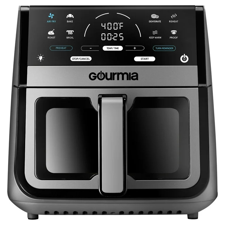 Gourmia 8-Quart Digital Window Air Fryer with 8 One-Touch Cooking Functions, Gray | Walmart (US)