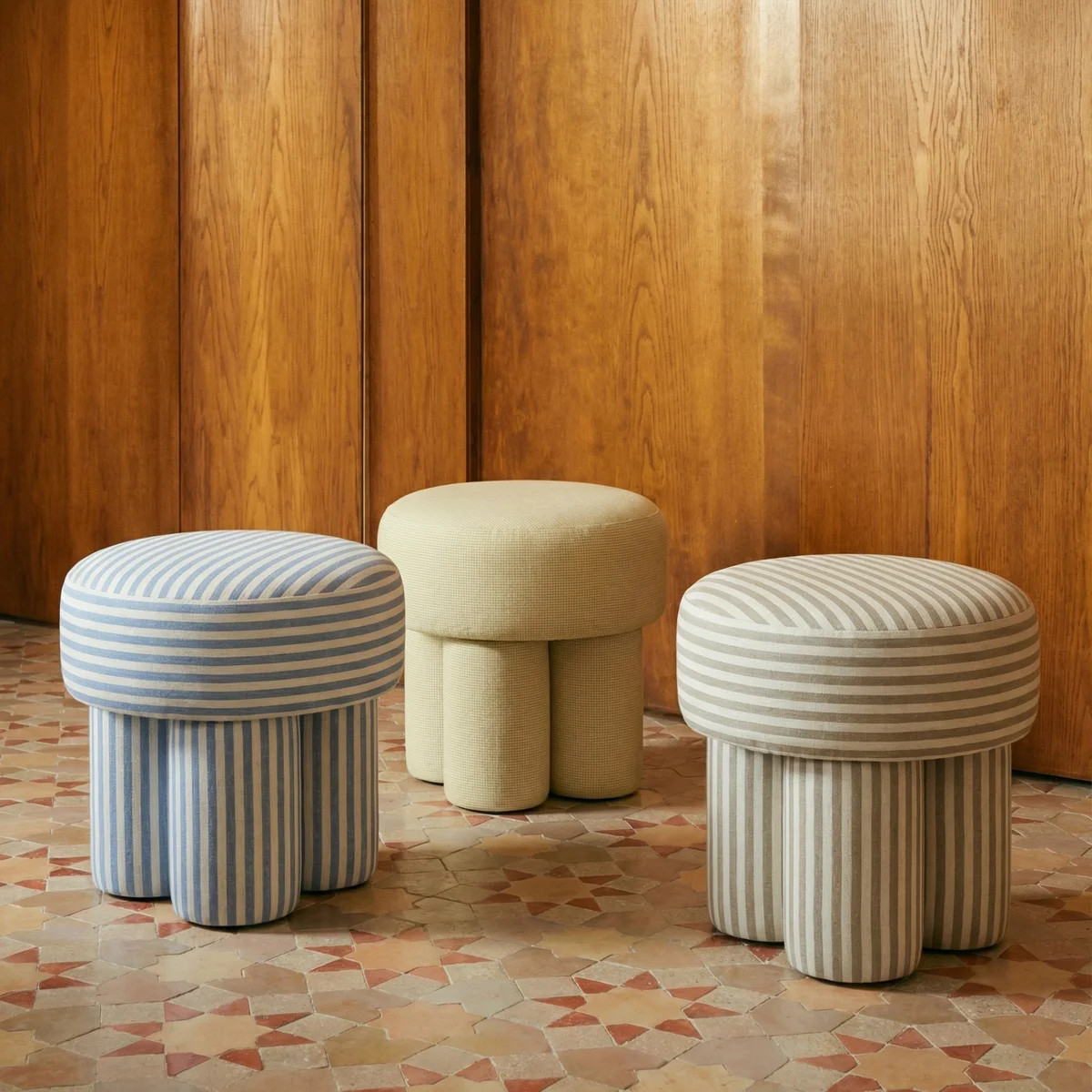 Masha Yellow Homespun Plaid Linen Stool | Wayfair North America
