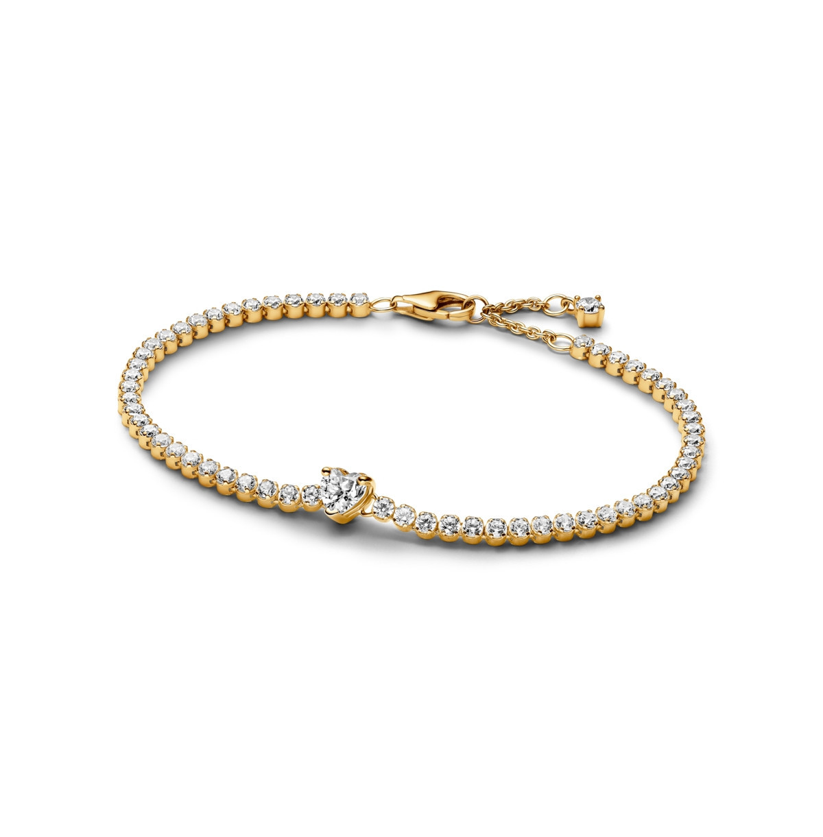Pandora 14K Gold Plated Sparkling Heart Tennis Bracelet - Gold Plated | Macy's