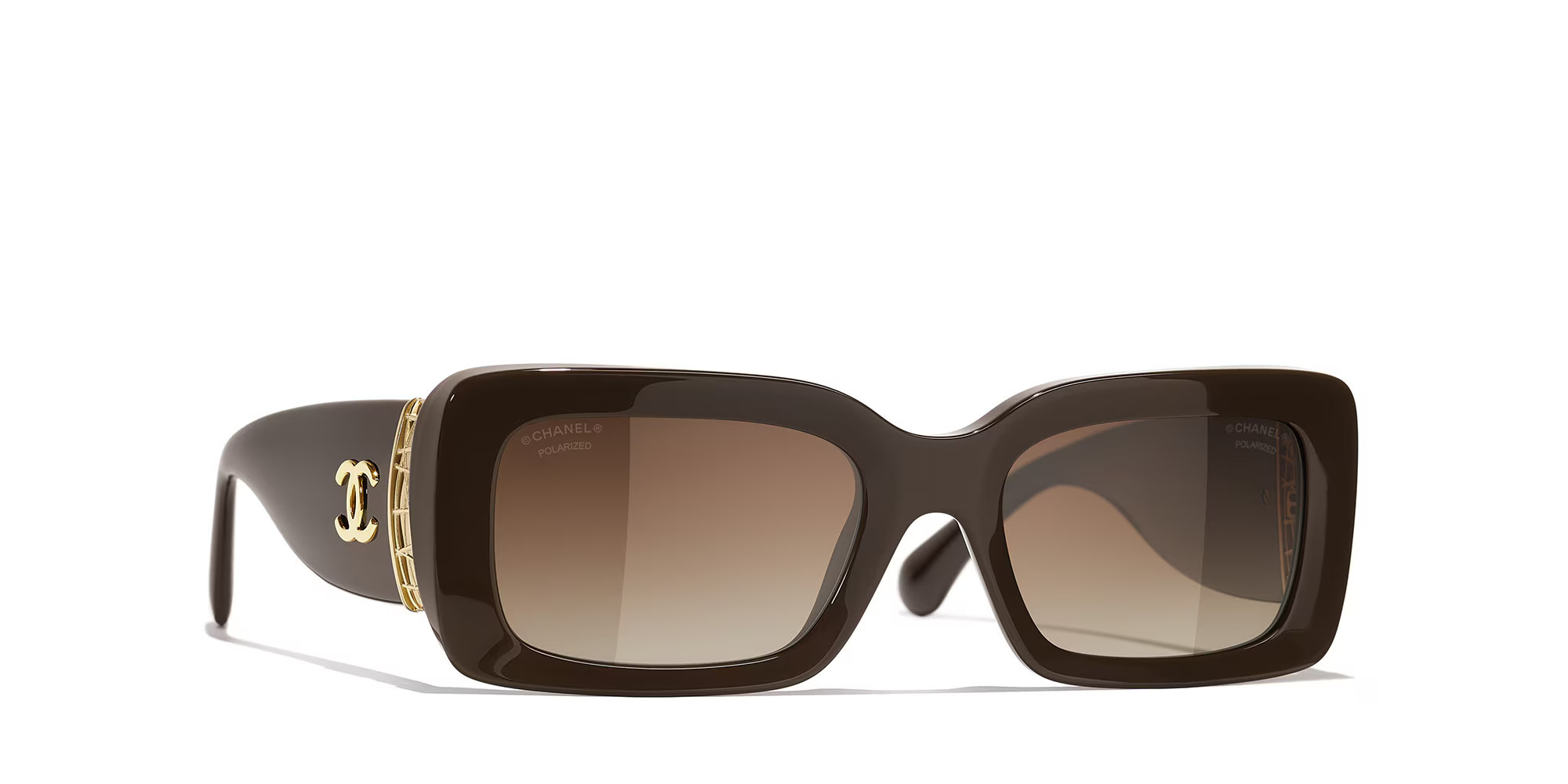 Chanel Woman Sunglass Rectangle Sunglasses CH5534A - Frame color: Dark Taupe, Lens color: Brown | Sunglass Hut EU