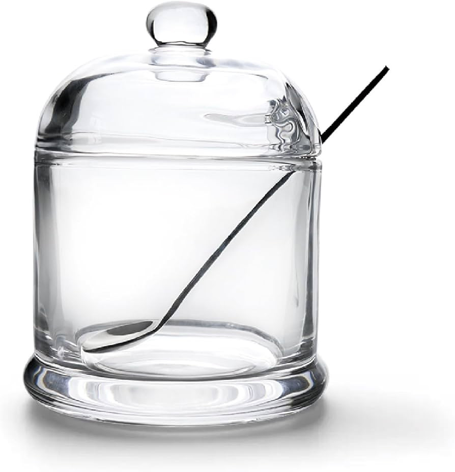 HillSpring Thick Glass Salt Cellar with Stainless Steel Spoon, Clear Container for Kosher, Sea, H... | Amazon (US)