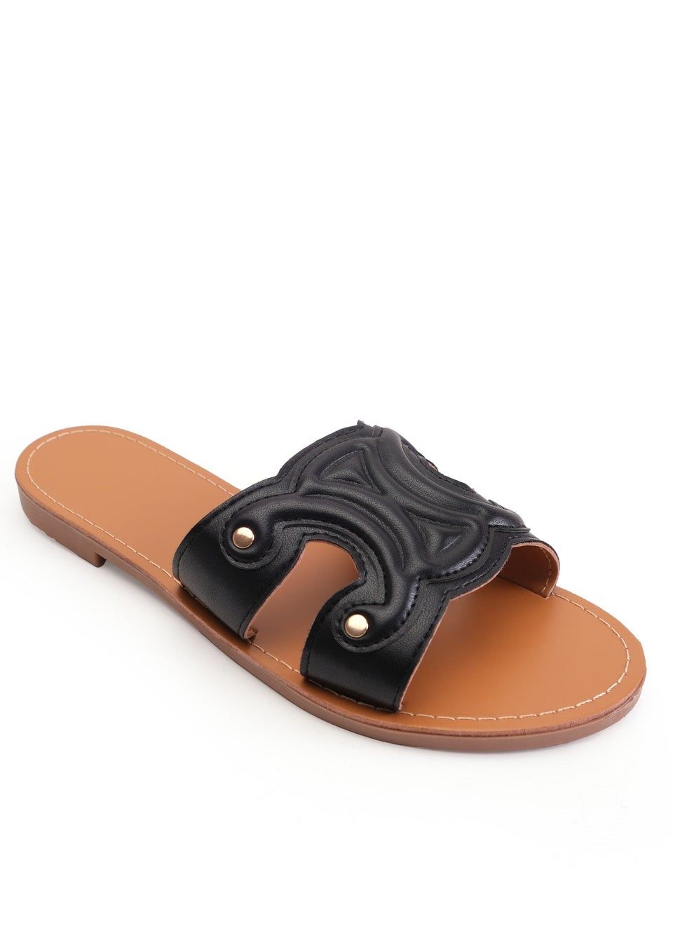 Where's That From Black Norah Single Cut Out Band Sliders - Size 6 | Matalan (UK)