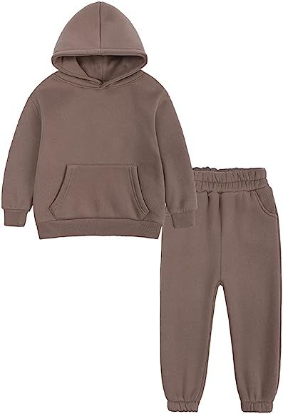 MYGBCPJS Youth 2PCS Jogger Outfits Set Fleece Hooded + Sweatpants Boys Girls Athletic Sweatsuits Pul | Amazon (US)