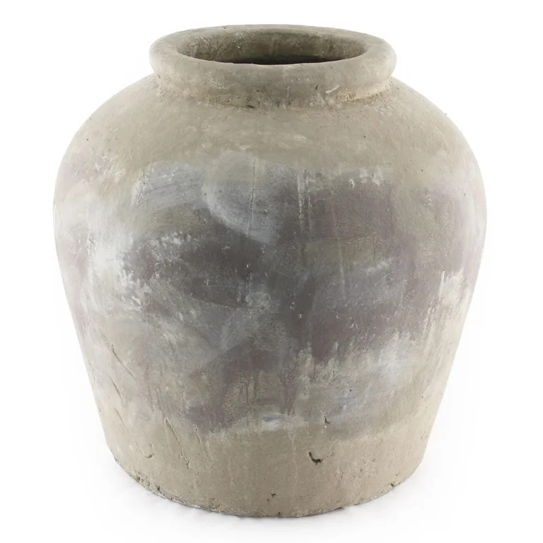 Zentique Emilia Jar 16.15 kg Distressed Grey Wash Terracotta Vase, Ceramic Vases | Walmart (US)