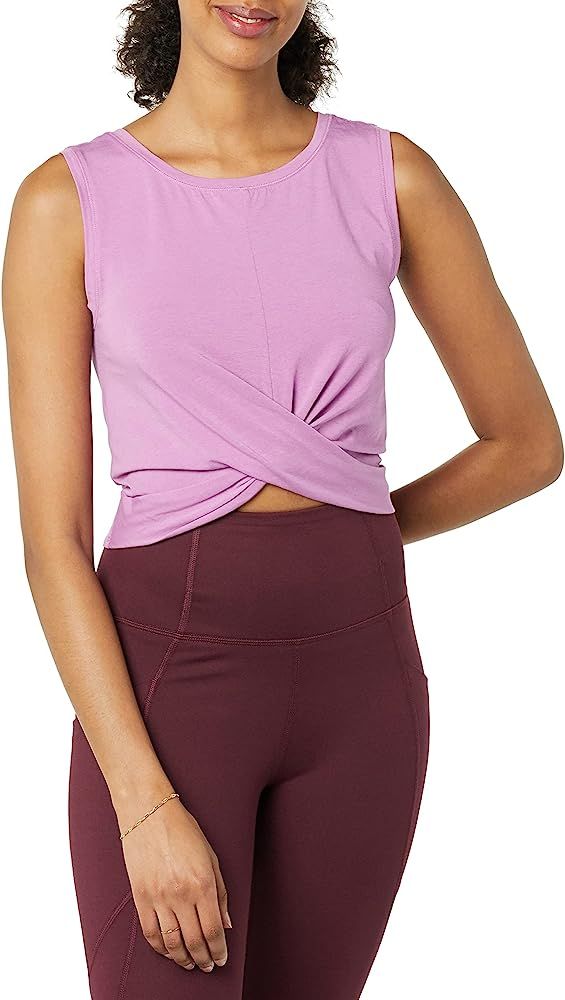 Core 10 Women's Soft Pima Cotton Knot Front Cropped Yoga Tank | Amazon (US)