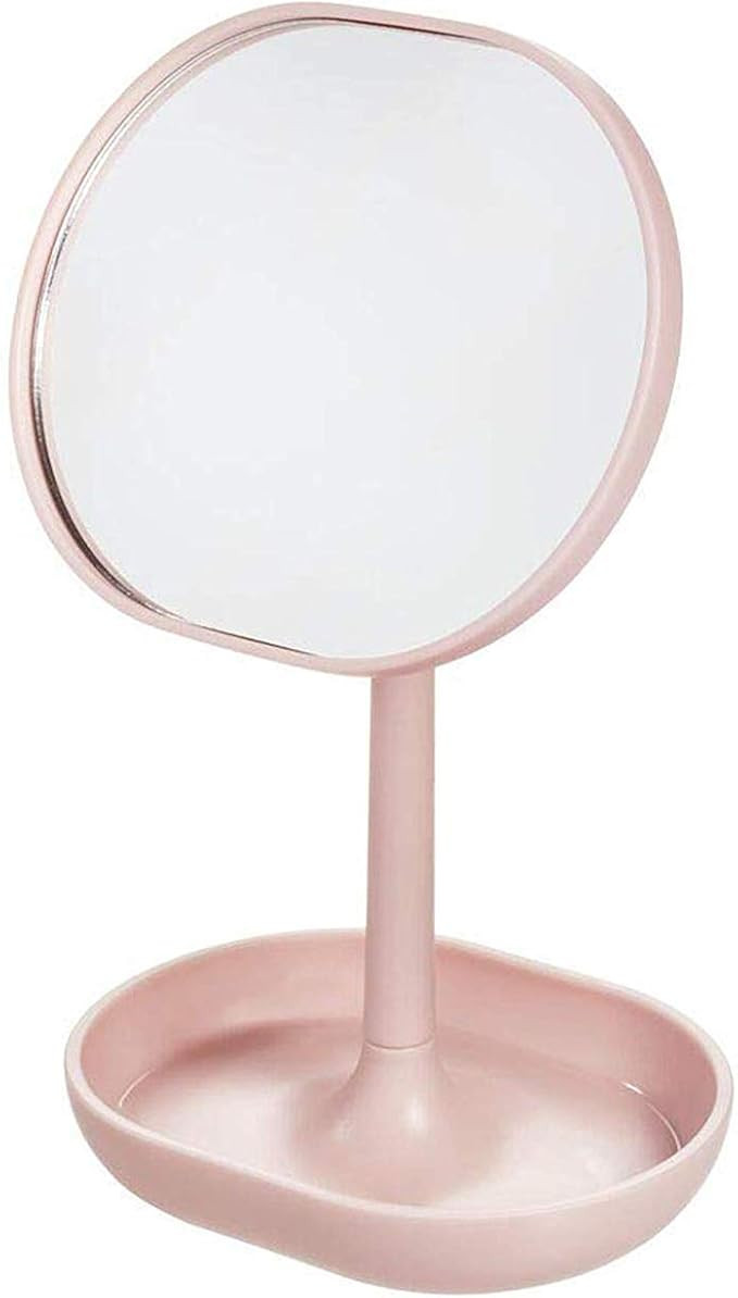 iDesign Cade Plastic Round Vanity, Standing Makeup Mirror and Accessory Tray for Countertop, Bath... | Amazon (US)