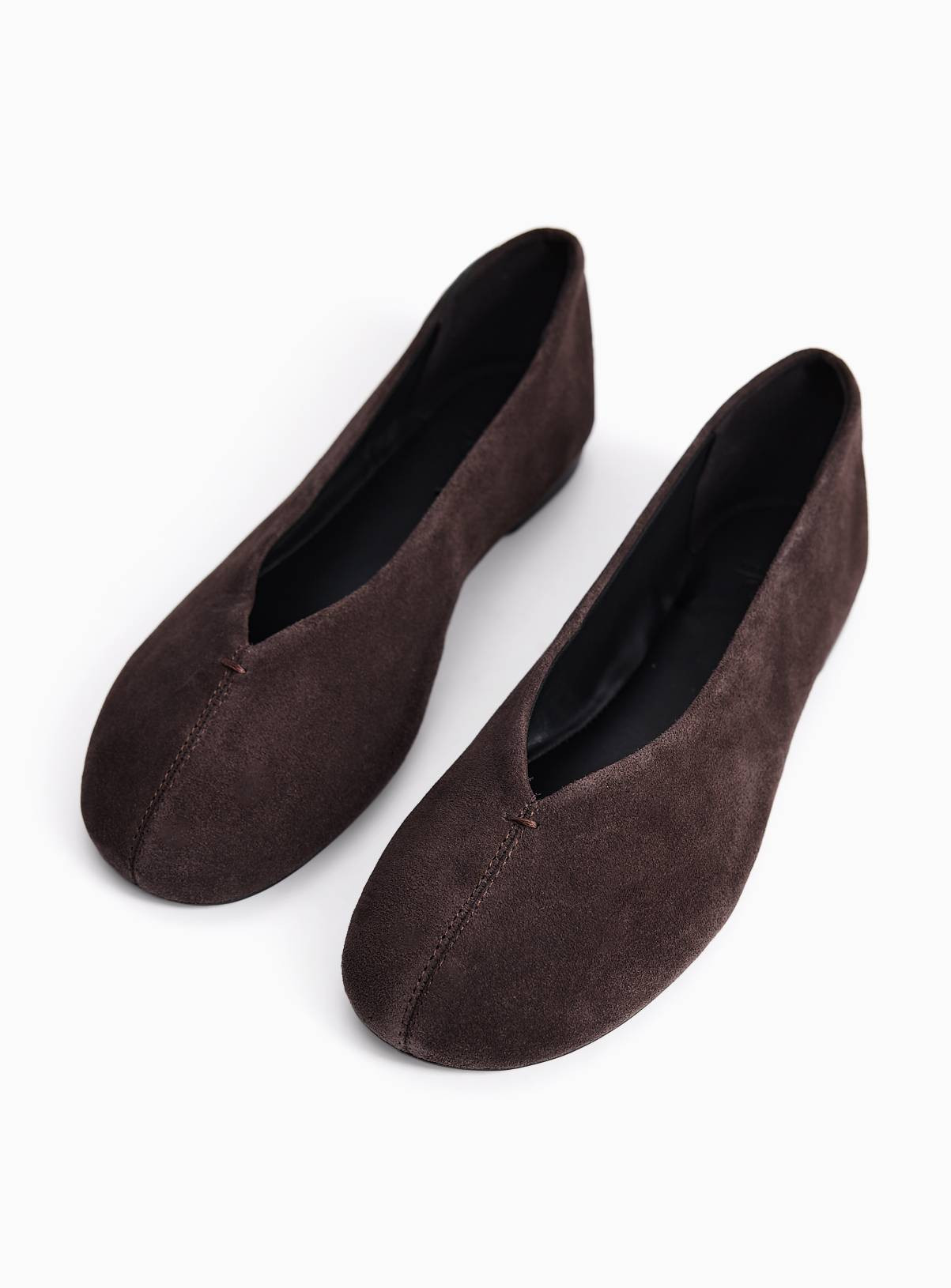 Brown Faux Suede Swung Toe Ballerina Shoes 7 | Tu Clothing