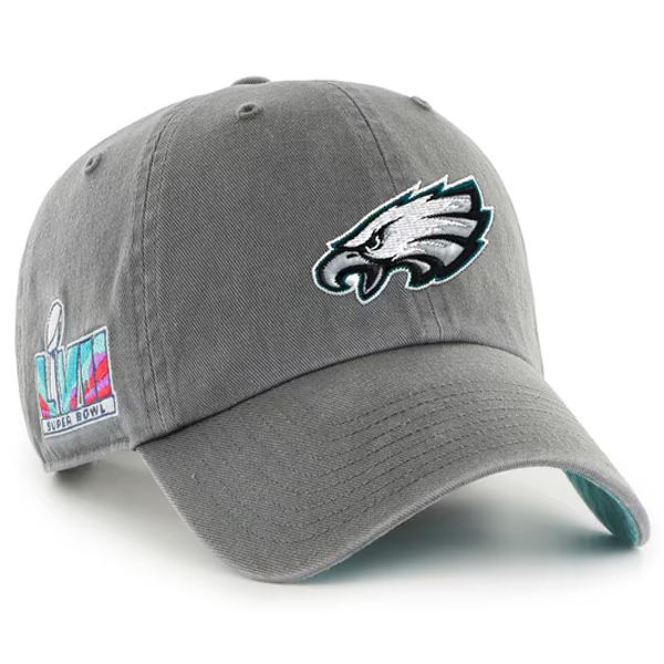 Philadelphia Eagles '47 Super Bowl LVII Side Patch Clean Up Adjustable Hat - Charcoal | Fanatics