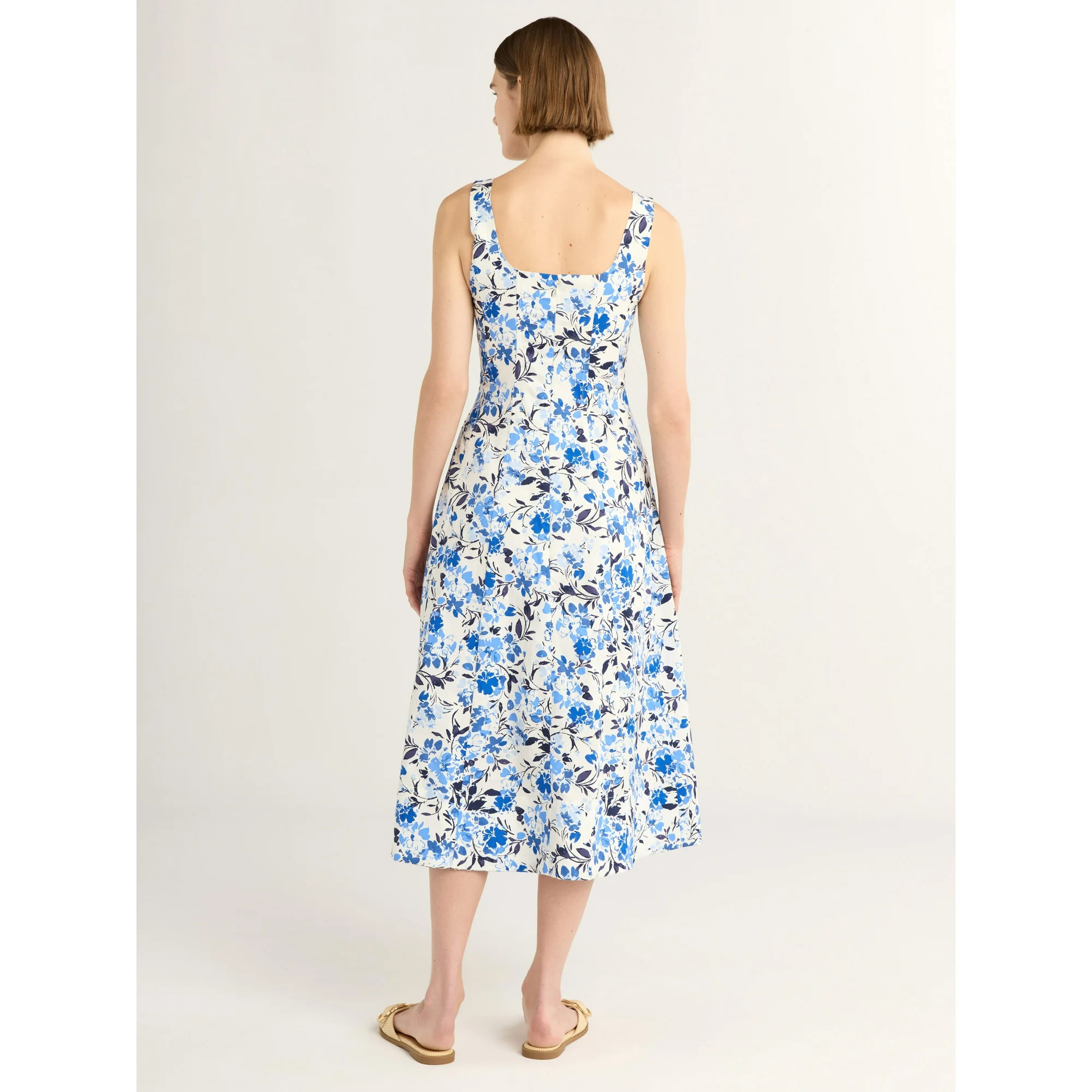 Free Assembly Women's and Women's Plus Sleeveless Square Neck Cotton Midi Dress, Sizes XS-4X | Walmart (US)