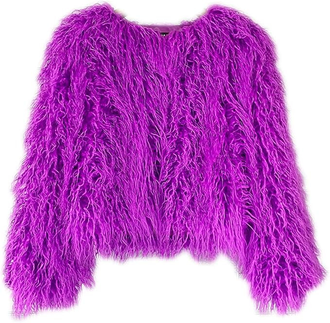 YUAKOU Women's Shaggy Faux Fur Outwear Coat Jacket Long Sleeve Warm Winter | Amazon (US)