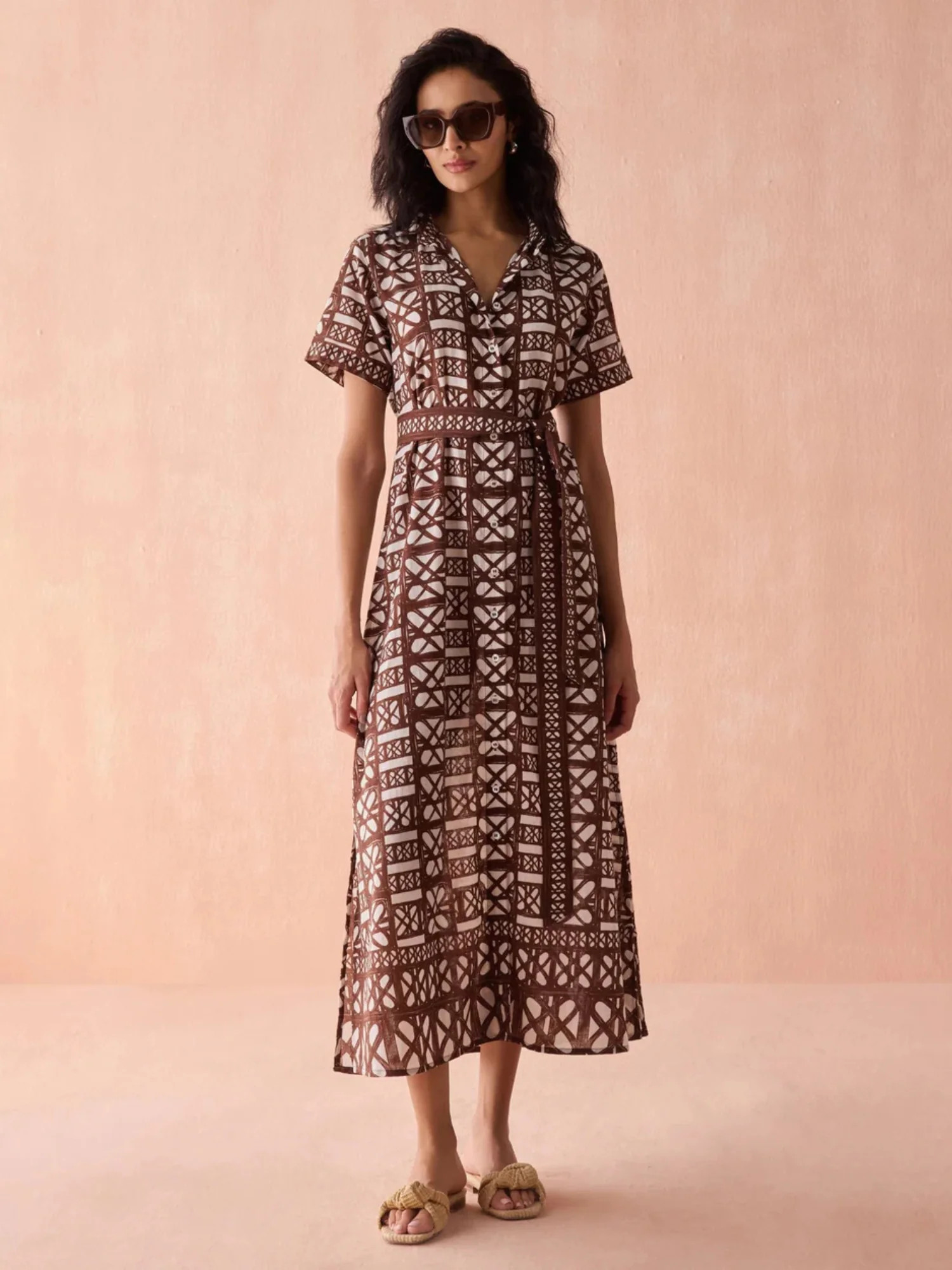 Amira Shirt Dress in Nari Cacao | Beau & Ro
