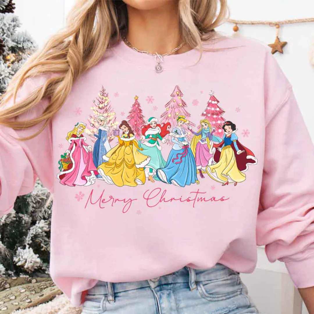 Disney Princess Christmas Shirts, Disney Christmas Sweatshirt Matching Disney Girls Trip, Disney ... | Etsy (US)