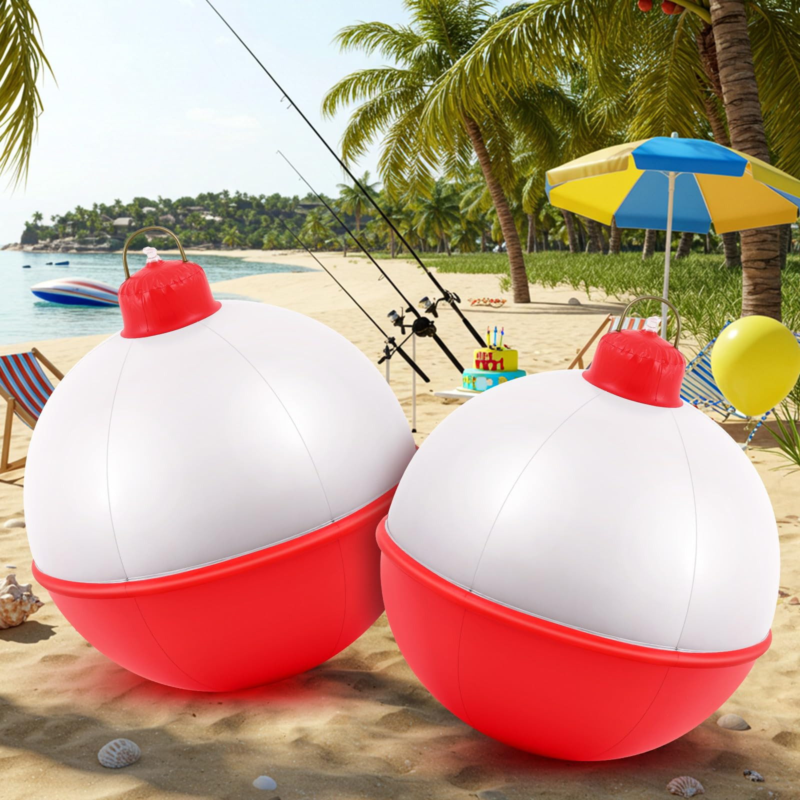 Jetec 2 Pcs 32 Inch Giant Inflatable Fishing Bobber Decorations Outdoor Inflatable Red White Hang... | Amazon (US)