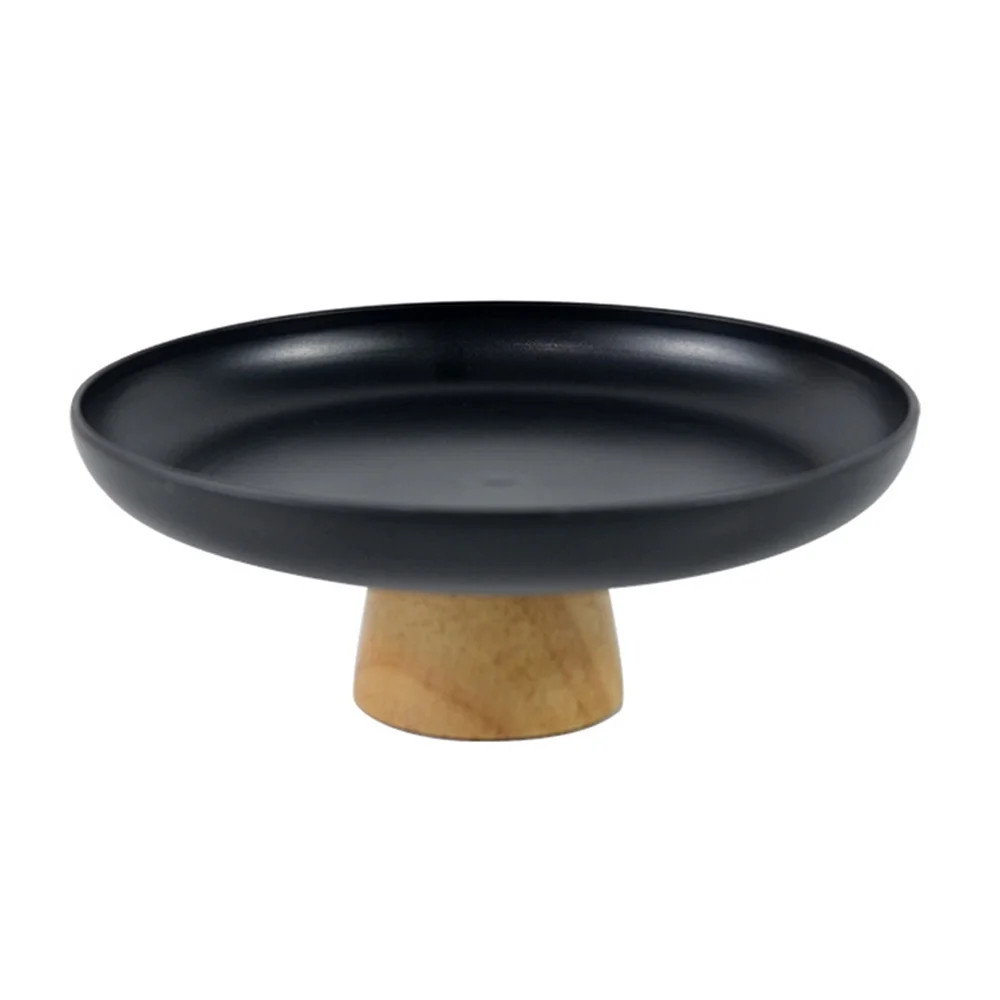 Nordic Round Solid Wood Base Tray Snack Fruit Food Tray (Black) | Walmart (US)