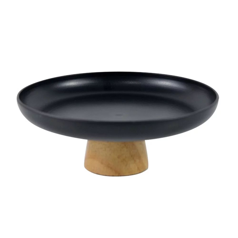 Nordic Round Solid Wood Base Tray Snack Fruit Food Tray (Black) | Walmart (US)