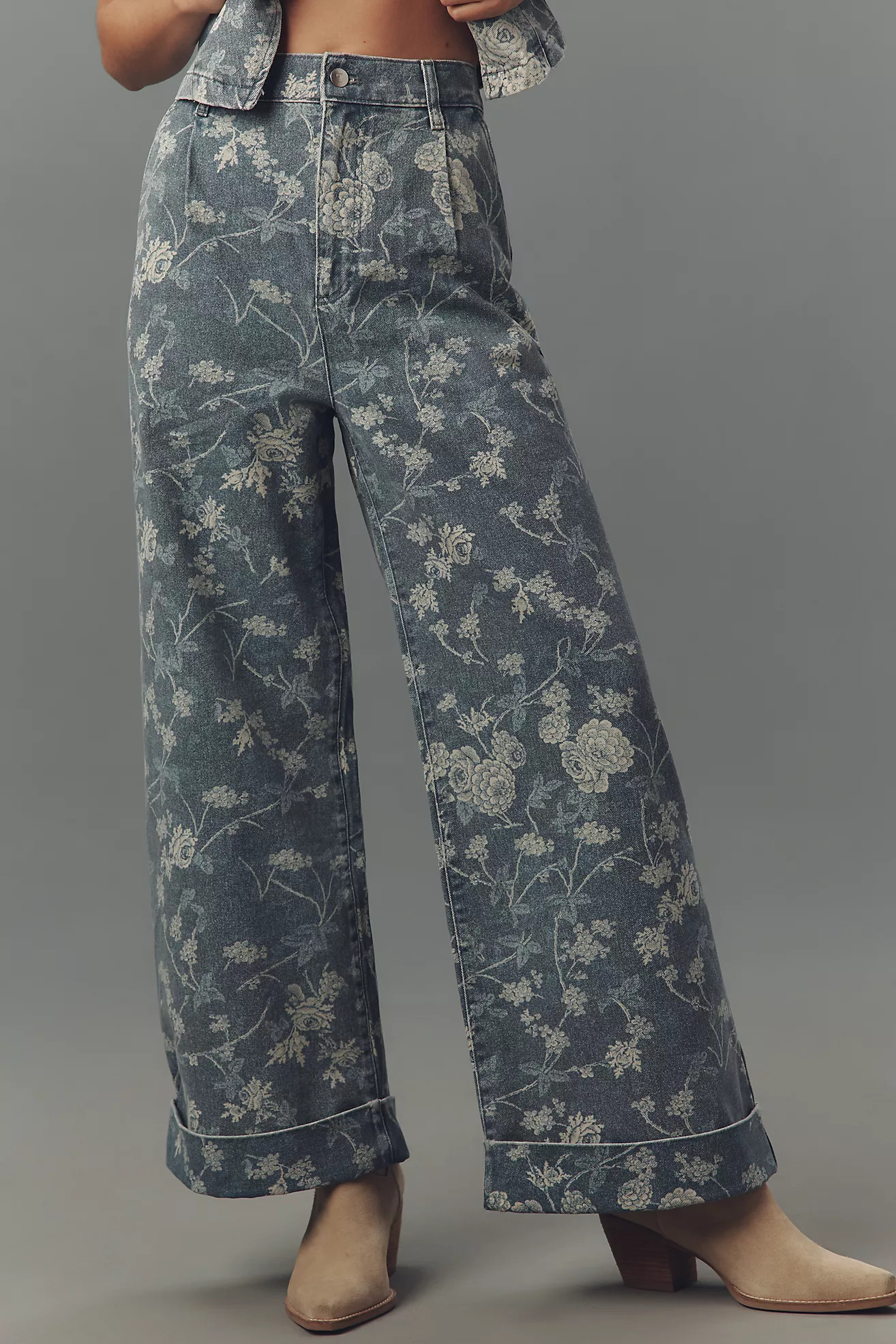 The Leon Double Hem High-Rise Wide-Leg Cuffed Jeans by Pilcro | Anthropologie (US)