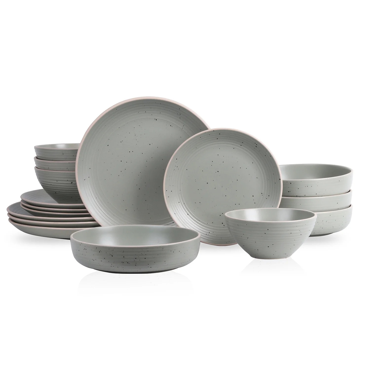 Stone + Lain Lauren Stoneware 16-piece Round Dinnerware Set, Green | Walmart (US)