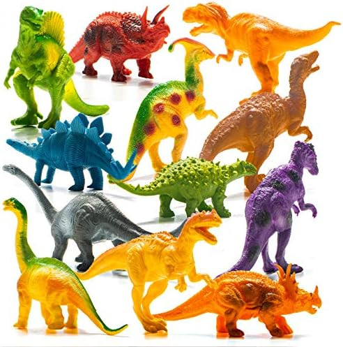 Prextex Realistic Looking 7" Dinosaurs Pack of 12 Toys for Boys and Girls 3 Years Old & Up Large ... | Amazon (US)