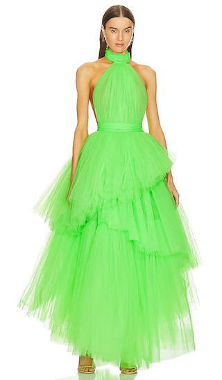 Anna Halterneck Tiered Gown in Neon Mint | Revolve Clothing (Global)