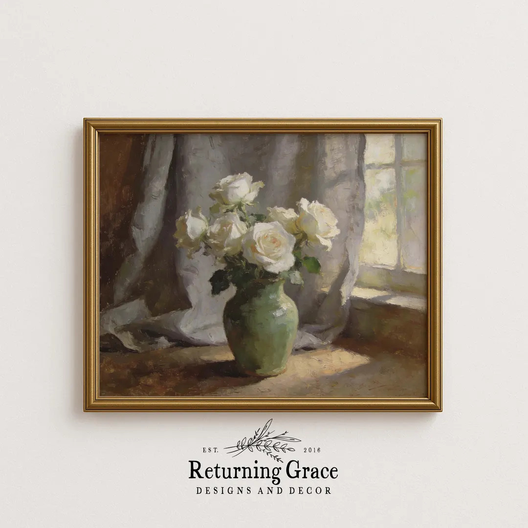 Vintage Art, Farmhouse Art Print, Cottagecore Art, Spring Art (digital Download), Green Vase by t... | Etsy (US)