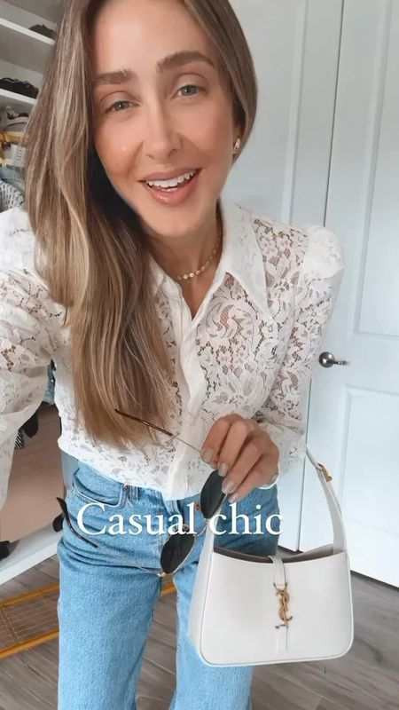 I am going out for breakfast with a friend and this is my outfit today . Casual and chic outfit idea. 
This lace top is GORGEOUS!! Feminine and so chic 
Runs tts . Wearing a a size small .
These jeans are the perfect t straight cut jeans . They run tts. Wearing a size 26 and long 

#LTKstyletip #LTKworkwear #LTKSeasonal