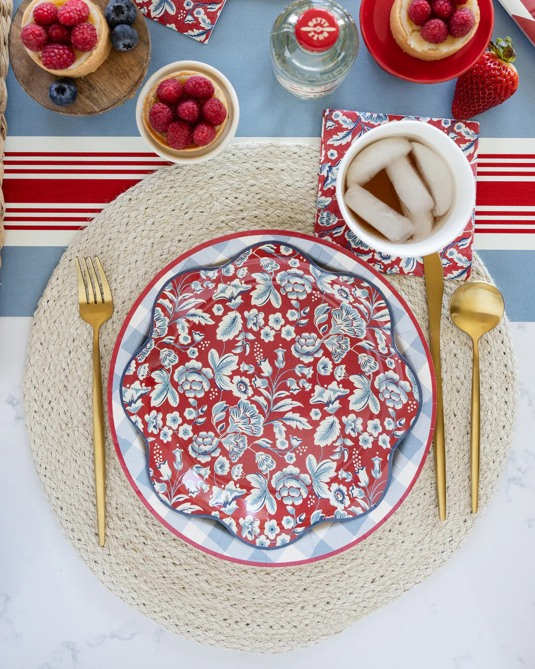 Hamptons Chambray Gingham Paper Plate | My Mind's Eye