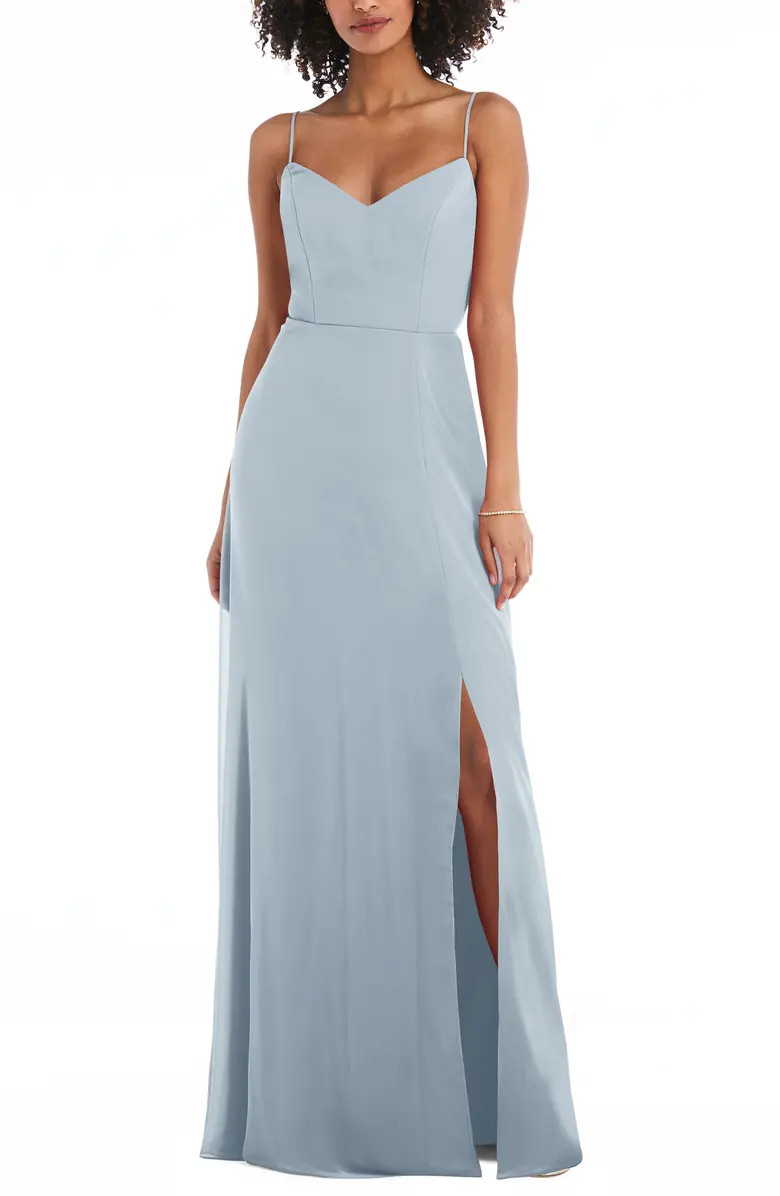 Tie Back Cutout Chiffon Gown | Nordstrom