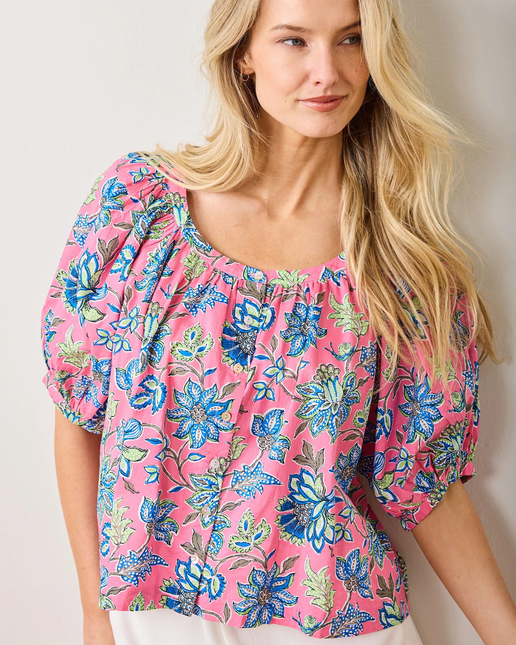 Gardenscape - Gilmore Blouse - Pink Palace - Printfresh | Printfresh