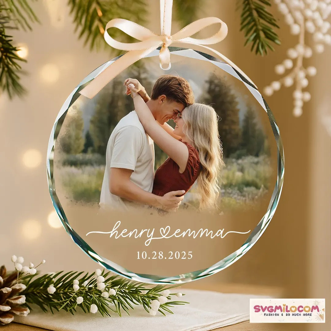 Custom Couple Photo Ornament, Couple Portrait Gift, Personalized Picture Glass Ornament, Newlywed... | Etsy (US)