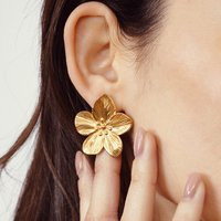 Gold Flower Earring, Big Studs, Floral Studs Earrings, Large Jewelry Gift For Her | Etsy (US)