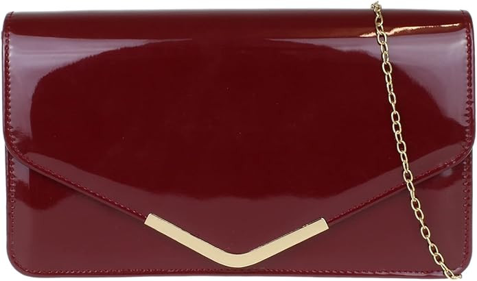 Girly HandBags Womens Patent Faux Leather Envelope Clutch Bag Shoulder Bag Party | Amazon (US)