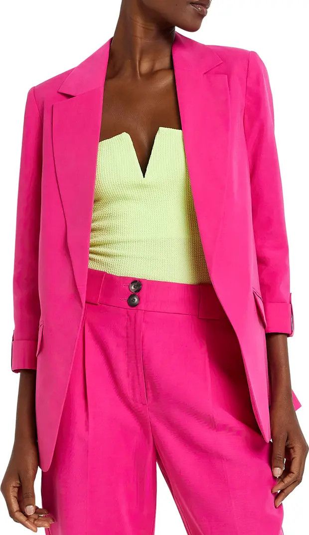 River Island Edge to Edge Casual Blazer | Hot Pink Blazer Outfit | Work Outfit | Spring Outfits 2023 | Nordstrom