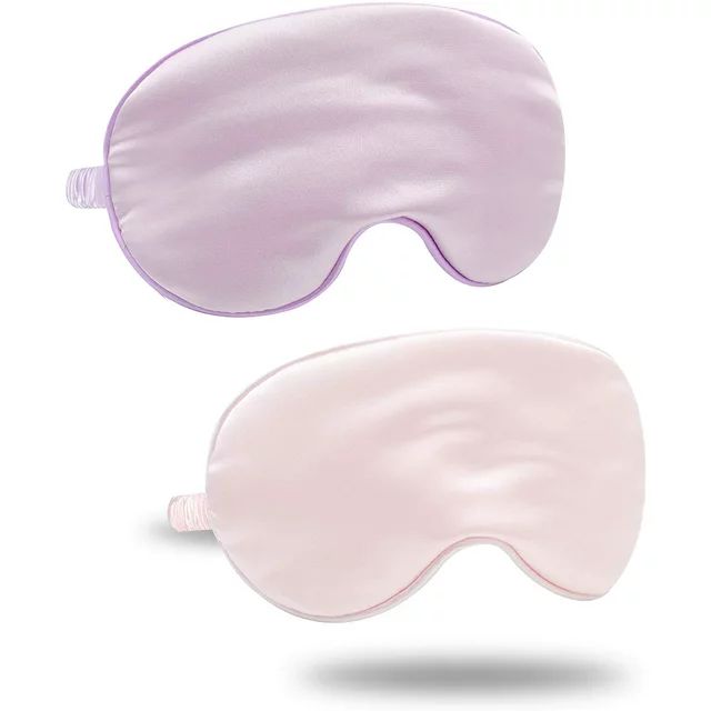 2 Pack Silk Eye Masks for Sleeping Blackout, Natural Mulberry Silk Sleep Masks, Organic Satin Sle... | Walmart (US)