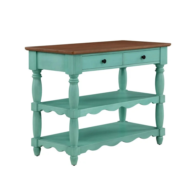 The Pioneer Woman Callie Kitchen Island Made With Solid Wood Frame, Teal | Walmart (US)