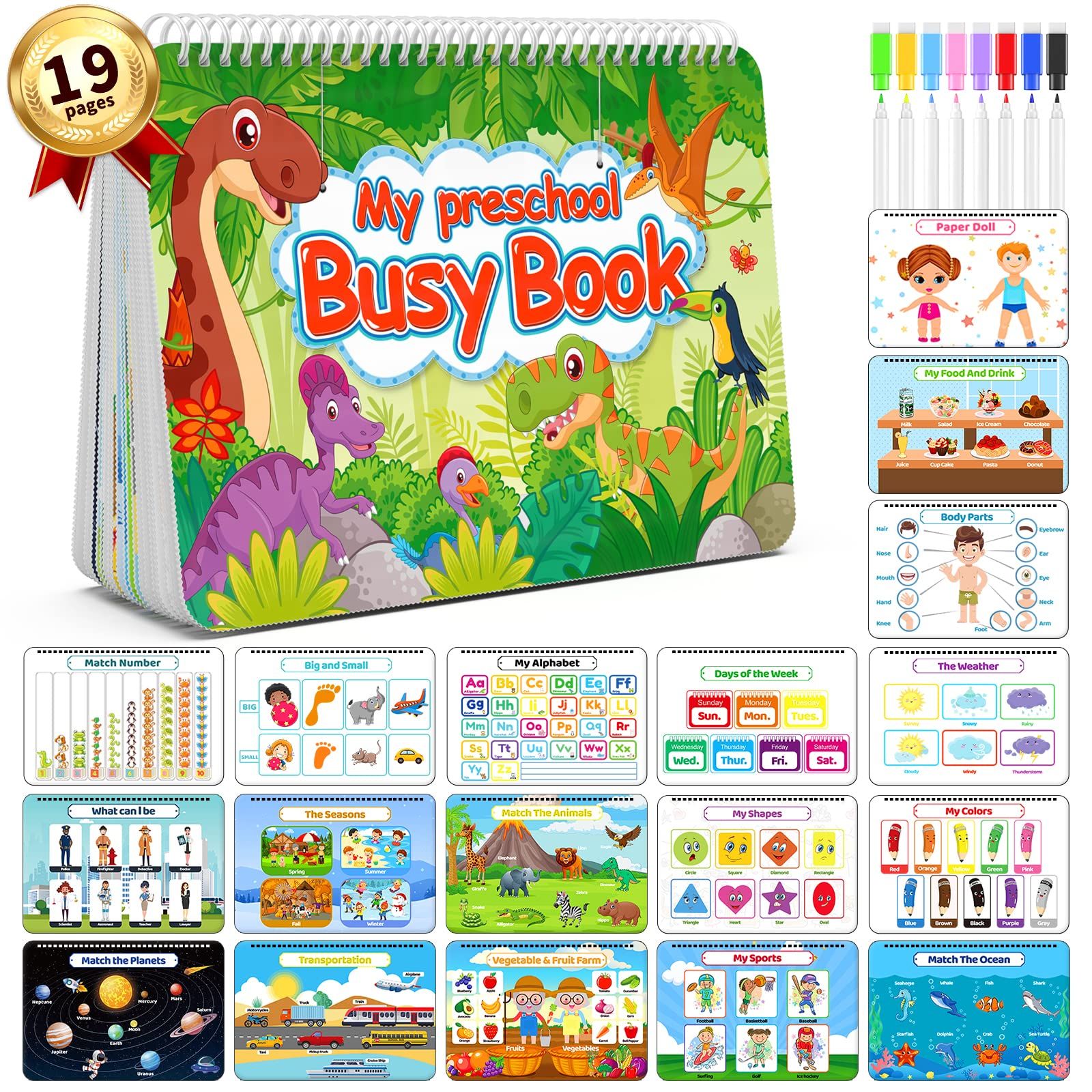 HONGDDY Busy Book, 22 Themes Preschool Learning Activities for Toddlers, Montessori Toys for 3 4 5 Y | Amazon (US)