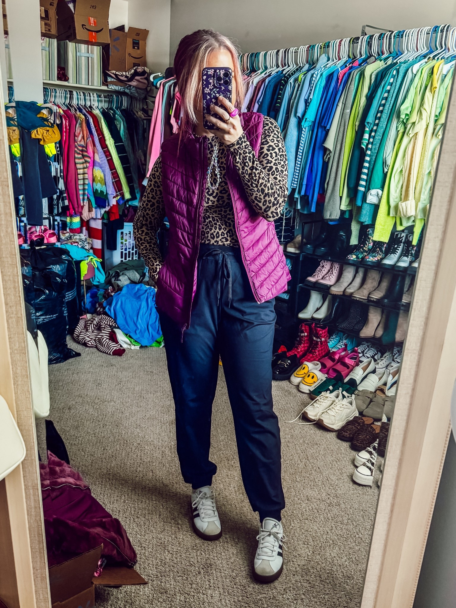 Saturday ootd 
Tee - small - Walmart 
Vest - medium - old navy 
Joggers - medium- old navy 
Shoes - adidas 
Earrings - Amazon 

#LTKPetite #LTKootd #LTKFindsUnder50