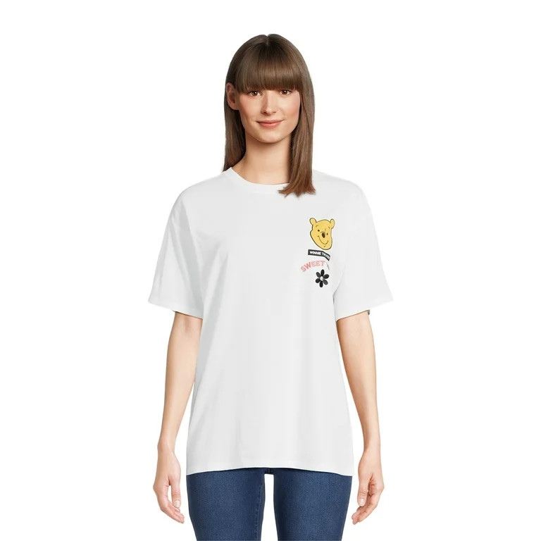 Winnie the Pooh Juniors and Juniors Plus Graphic Embroidery T-Shirt, Sizes XS-3XL | Walmart (US)