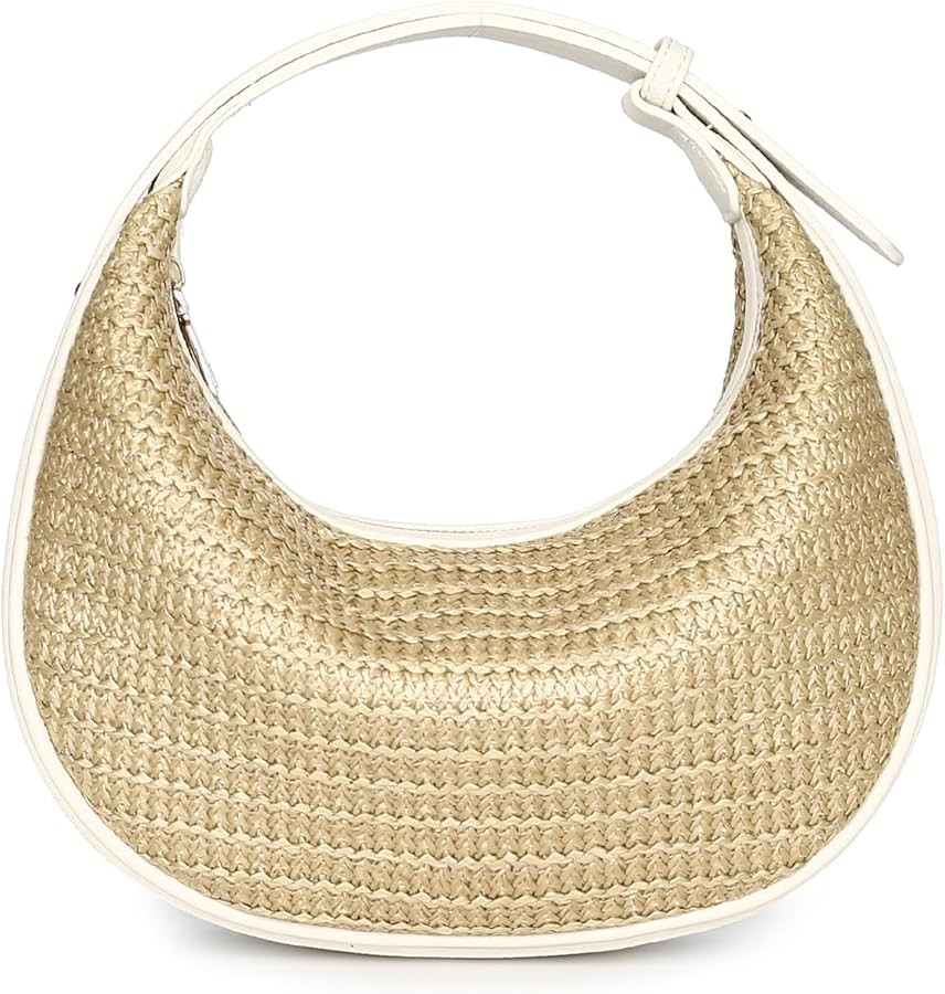 Herald Straw Crossbody Bag for Women Beach Woven Hobo Handbag Summer Chic Crescent Shoulder Purse... | Amazon (US)