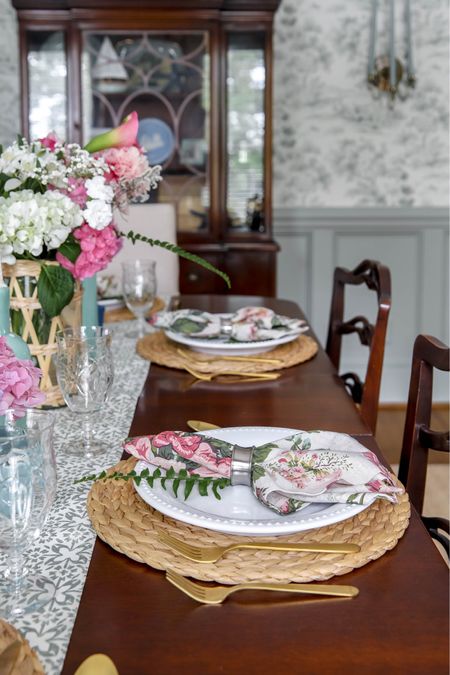 These lovely napkins were the starting point for my summer table setting of pink and white hydrangeas and a blue table runner.

#LTKHome