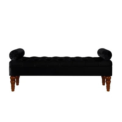 Velvet Long Bed Bench For Bedroom,Upholstered Window Bench With Tufted Button,Entryway Bench,Bolster Bench For Living Room | Wayfair North America