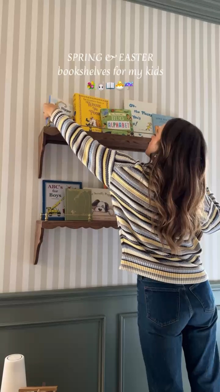 EASTER BOOKSHELVES 💛🐰
My top is size small and jeans are a 25
 

#LTKmomlife #LTKKids #LTKHome