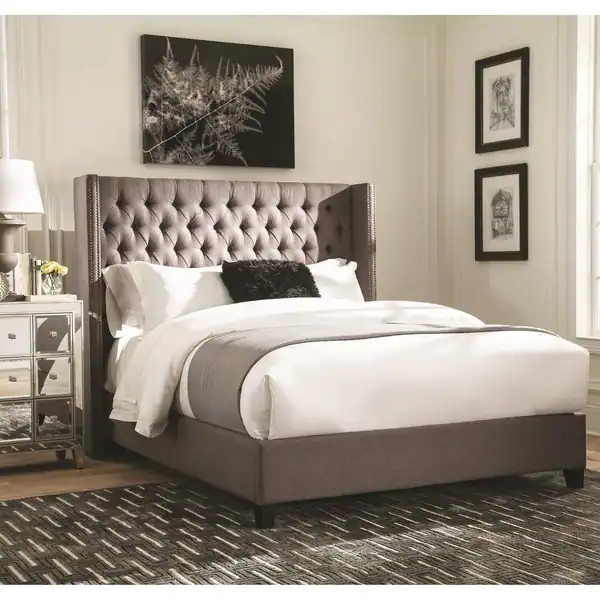 Copper Grove Diego Demi-wing Button-tufted Grey Upholstered Bed - King | Bed Bath & Beyond