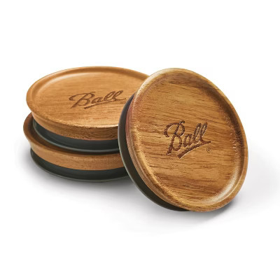 Ball 3pk Wooden Storage Lids, Regular Mouth: Hardwood Canning Lids for Ball Jars, Hand Wash, Brown, 3 Pieces | Target